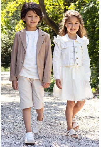 Le Chic Garcon colbert ABEL camel Bruin Jongens Polyester Reverskraag Streep 104 - Foto 4