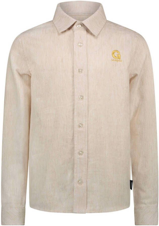 Le Chic Garcon overhemd EVI met all over print lichtzand Beige Jongens Katoen Klassieke kraag 164