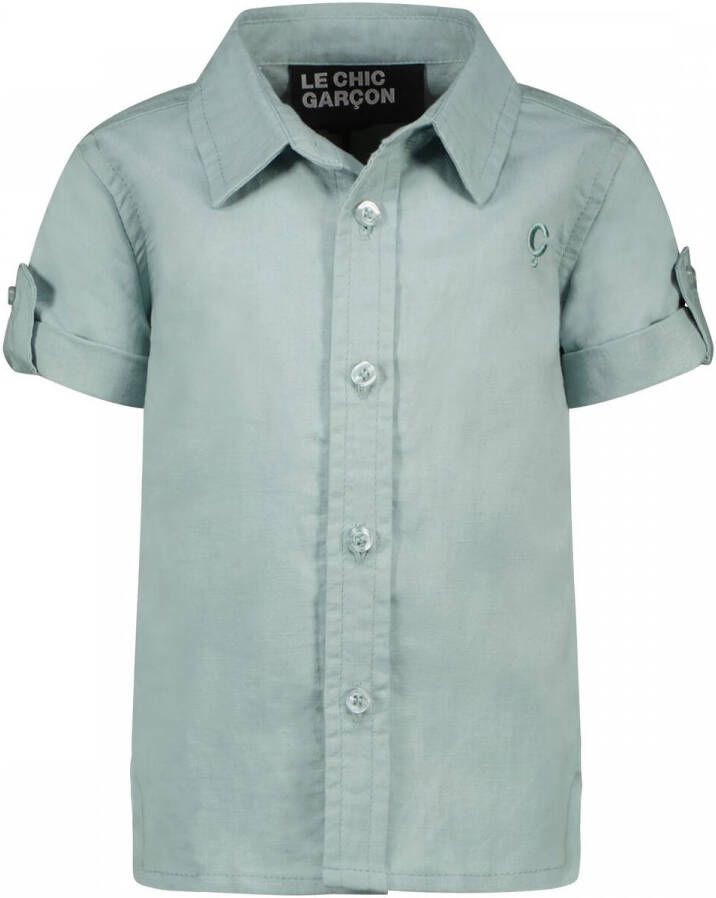 Le Chic Garcon overhemd blauwgroen Jongens Katoen Polokraag Effen 68
