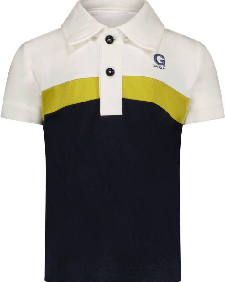 Le Chic Garcon T-shirt NEWMAN offwhite donkerblauw Wit Jongens Stretchkatoen Polokraag 68
