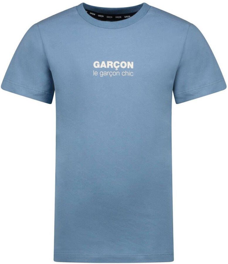 Le Chic Garcon T-shirt NOLAN met tekst blauw Jongens Stretchkatoen Ronde hals 110