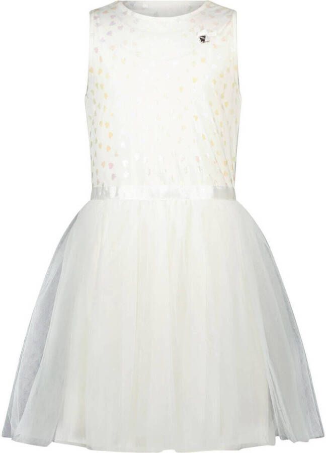 Le Chic jurk SYMPHONY met plooien offwhite Wit Meisjes Polyester Ronde hals 116