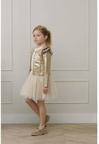 Le Chic A-lijn jurk SYMPHONY goud Meisjes Polyester Ronde hals Effen 110