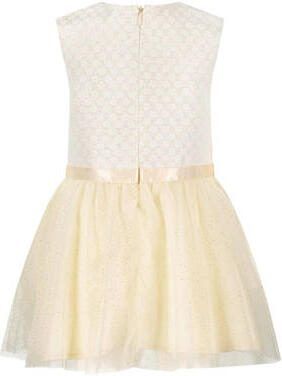 Le Chic baby A-lijn jurk SYMMI met all over print en plooien goud Meisjes Polyester Ronde hals 86