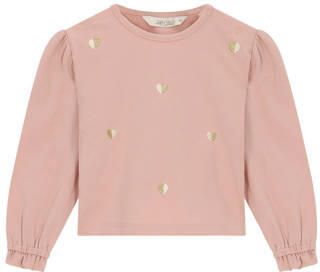 Le Chic blousetop met hartjes roze goud Meisjes Stretchkatoen Ronde hals