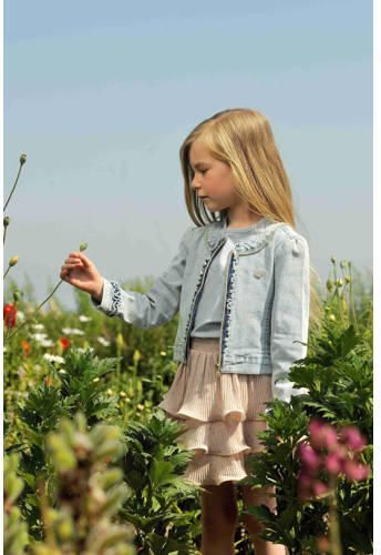Le Chic gebloemde rok TESRA beige lichtblauw Meisjes Gerecycled polyester 104