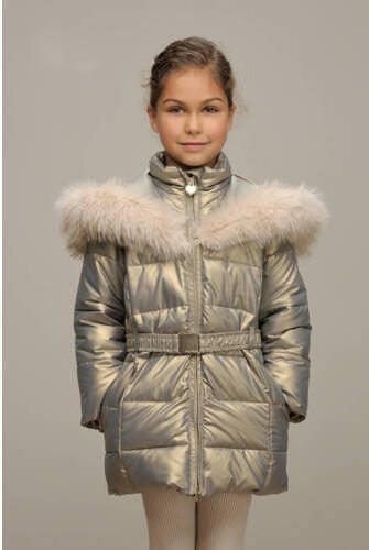 Le Chic gewatteerde winterjas BODETTE goud Meisjes Polyester Capuchon Effen 128 - Foto 2