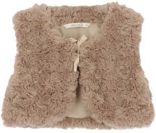 Le Chic gilet zand Beige Meisjes Imitatiebont V-hals Effen