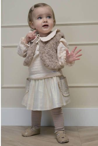 Le Chic gilet zand Beige Meisjes Imitatiebont V-hals Effen - Foto 2
