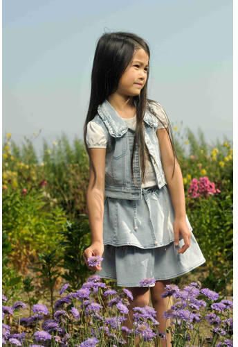 Le Chic spijkerrok TOEDOE classic light denim Blauw Meisjes Stretchdenim 104 - Foto 2