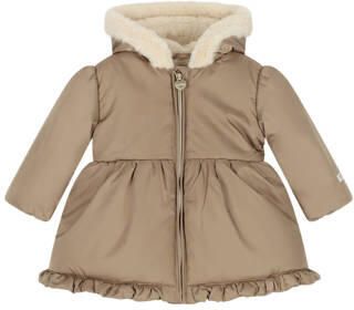 Le Chic winterjas met ruches lichtbruin Meisjes Polyester Effen