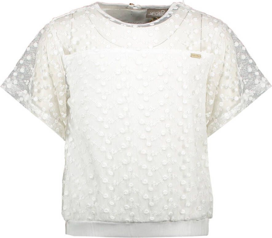 Le Chic T-shirt met stippen offwhite Wit Meisjes Polyester Ronde hals Stip 104