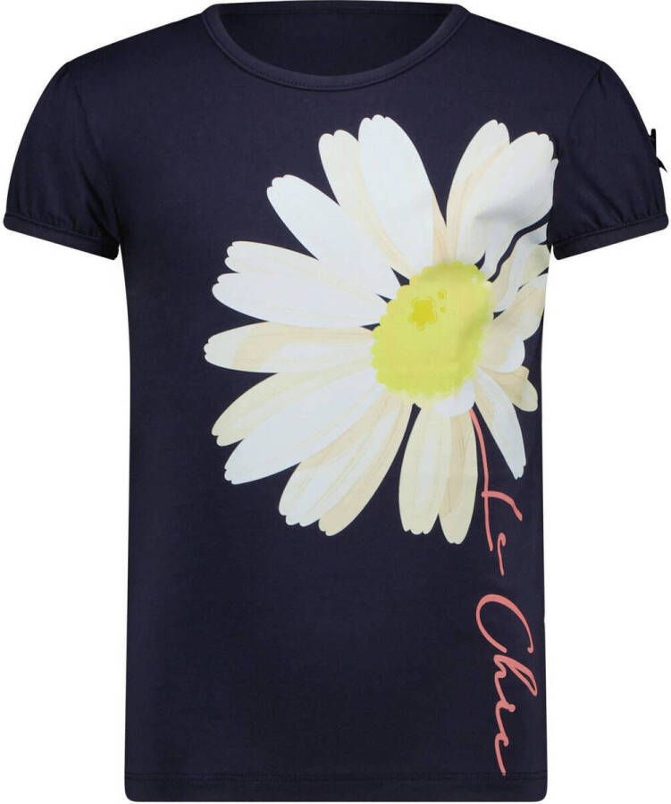Le Chic T-shirt NOMMY met printopdruk donkerblauw Meisjes Katoen Ronde hals 104