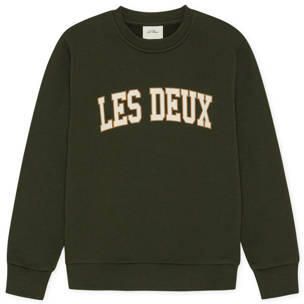 Les Deux rechtvallende sweater met logo donkergroen Jongens Katoen Ronde hals - Foto 3