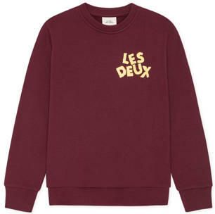 Les Deux rechtvallende sweater met logo donkerrood Jongens Katoen Ronde hals - Foto 3