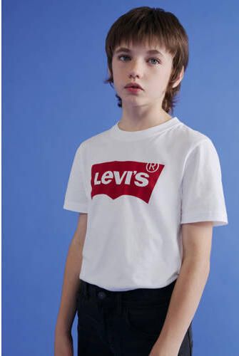 Levis Levi's Kids T-shirt batwing met logo wit rood Jongens Katoen Ronde hals 80 (12M)