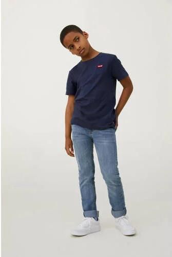 Levis Levi's Kids basic T-shirt Batwing chest met logo donkerblauw Jongens Katoen Ronde hals 104 - Foto 4