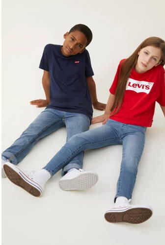 Levis Levi's Kids basic T-shirt Batwing chest met logo donkerblauw Jongens Katoen Ronde hals 104 - Foto 2