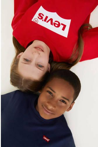 Levis Levi's Kids basic T-shirt Batwing chest met logo donkerblauw Jongens Katoen Ronde hals 104 - Foto 3