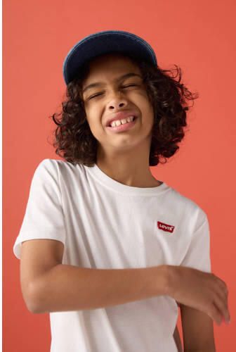 Levis Levi's Kids basic T-shirt Batwing chest met logo wit Jongens Katoen Ronde hals 140