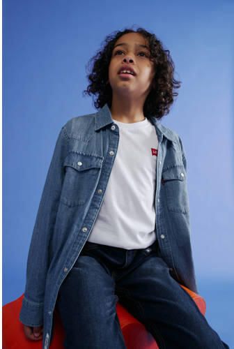 Levis Levi's Kids denim overhemd Barstow western vintage stone Blauw Effen 152 - Foto 2