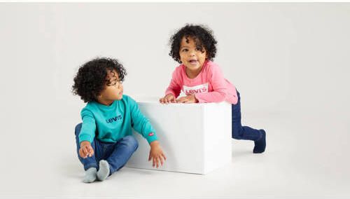 Levis Levi's Kids longsleeve Logo met logo fuchsia Roze Meisjes Katoen Ronde hals 92 - Foto 3
