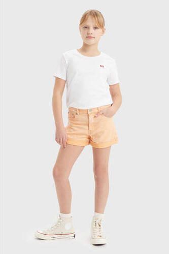 Levis Levi's Kids mom denim short coral sands Korte broek Oranje Meisjes Stretchdenim 116 - Foto 3