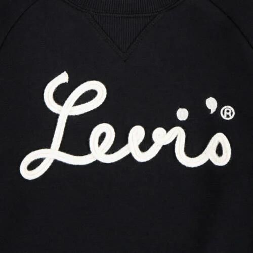Levis Levi's Kids sweater MIXED TEXTURES met tekst zwart Tekst 116