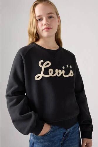 Levis Levi's Kids sweater MIXED TEXTURES met tekst zwart Tekst 116 - Foto 2