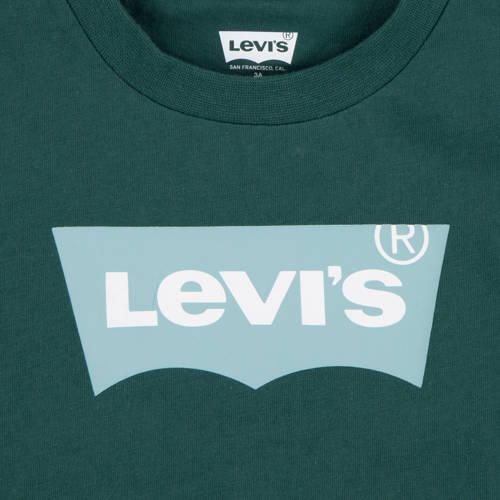 Levis Levi's Kids T-shirt Batwing met logo donkergroen Jongens Katoen Ronde hals 164