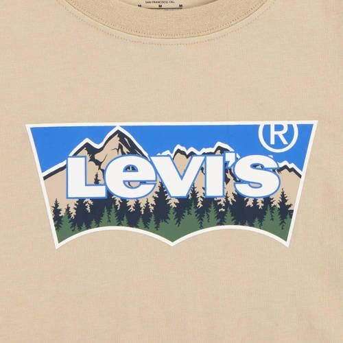 Levis Levi's Kids T-shirt FORESTED MOUNTAINS BATWING met logo beige Jongens Katoen Ronde hals 116