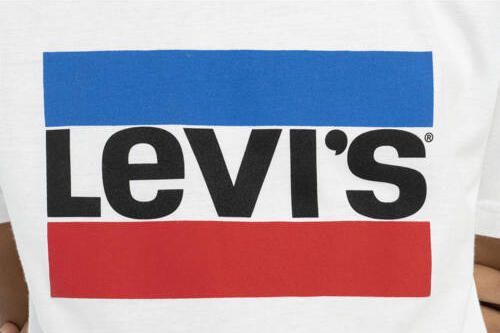 Levis Levi's Kids T-shirt met logo wit blauw rood Jongens Katoen Ronde hals Logo 140