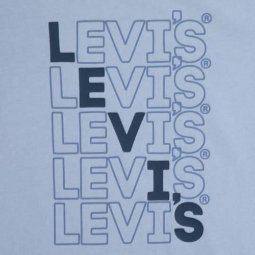 Levis Levi's Kids T-shirt met logo zachtblauw Jongens Biologisch katoen Ronde hals 116 - Foto 2