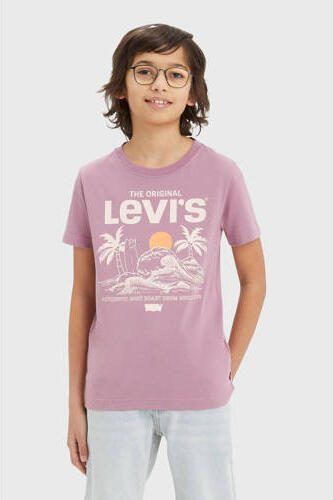 Levis Levi's Kids T-shirt met printopdruk paars Jongens Katoen Ronde hals Printopdruk 116 - Foto 2