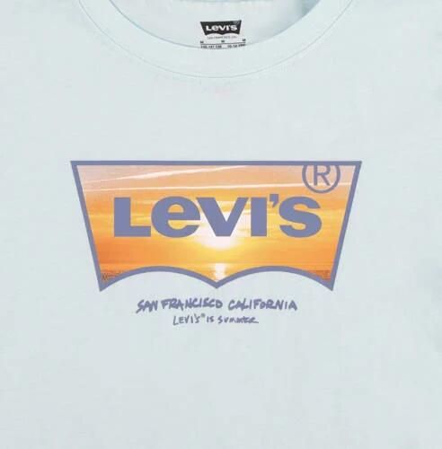 Levis Levi's Kids T-shirt SUNSET BATWING met logo lichtblauw Jongens Biologisch katoen Ronde hals 128