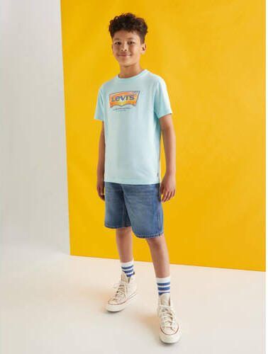 Levis Levi's Kids T-shirt SUNSET BATWING met logo lichtblauw Jongens Biologisch katoen Ronde hals 128 - Foto 3