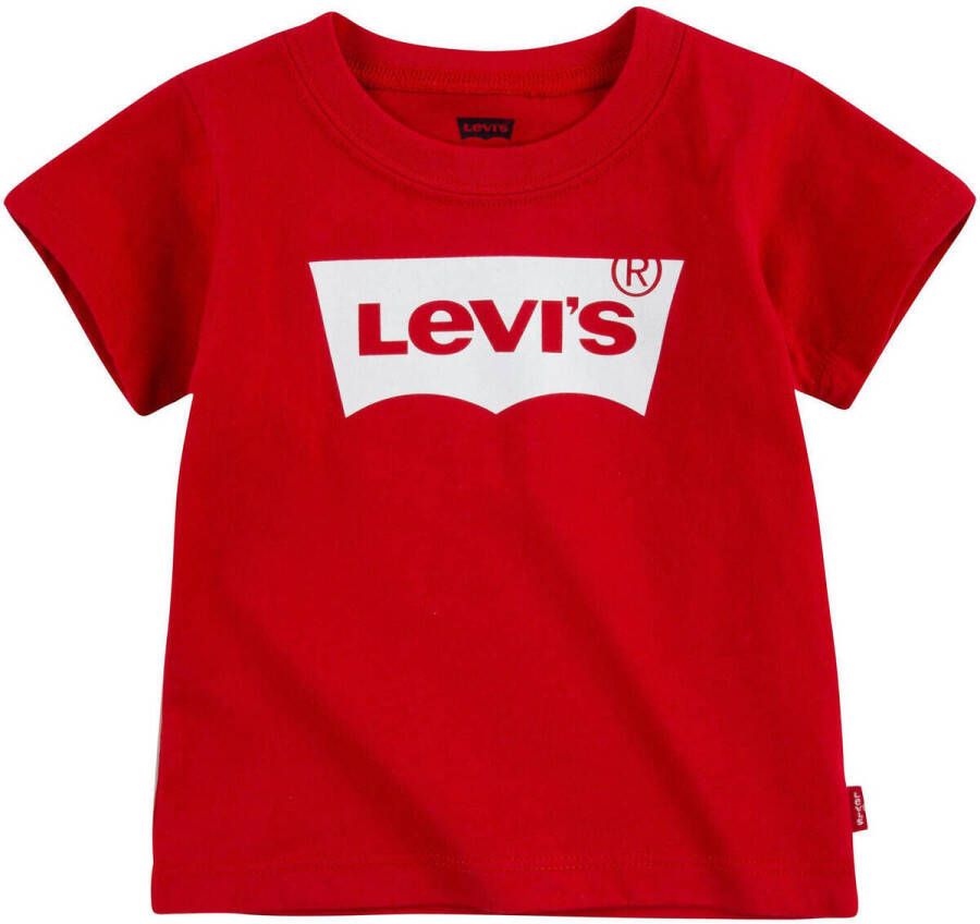 Levis Levi's Kids T-shirt Batwing met logo rood Jongens Meisjes Katoen Ronde hals 68