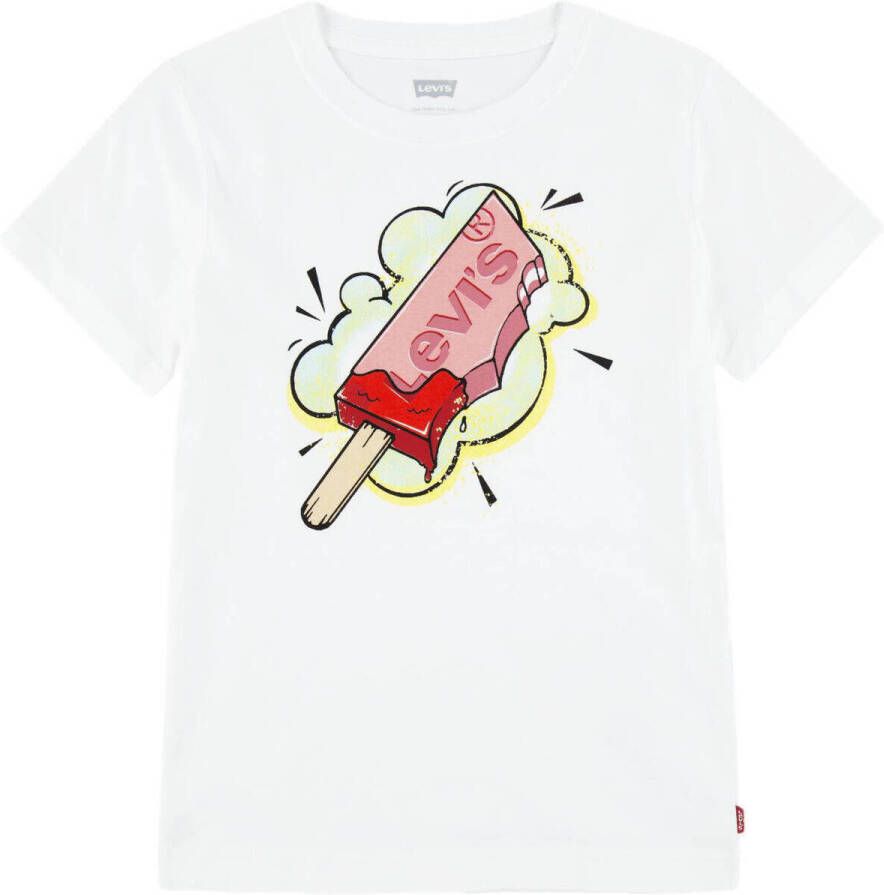 Levi's Kids T-shirt Popsicle van biologisch katoen wit
