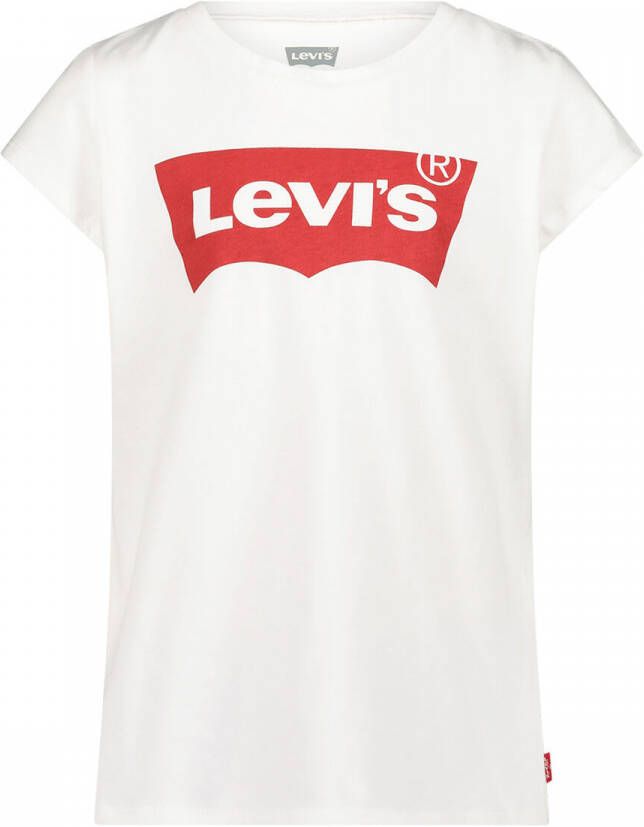 Levis Levi's Kids T-shirt Batwing met logo wit Meisjes Katoen Ronde hals Logo 158-164 - Foto 2