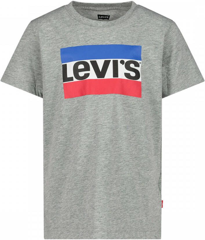 Levis Levi's Kids T-shirt met logo grijs rood blauw Jongens Katoen Ronde hals 152