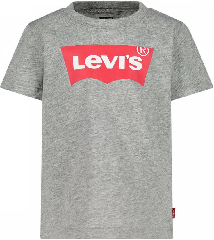 Levis Levi's Kids T-shirt Batwing met logo grijs melange Jongens Katoen Ronde hals 152
