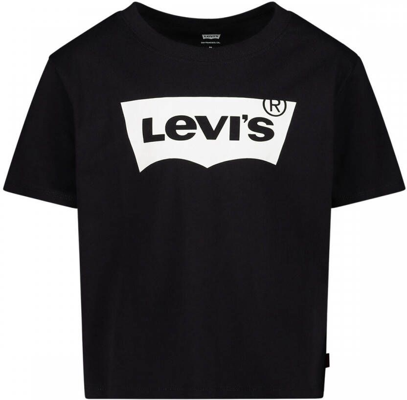 Levis Levi's T-shirt met logo zwart Meisjes Katoen Ronde hals Logo 116