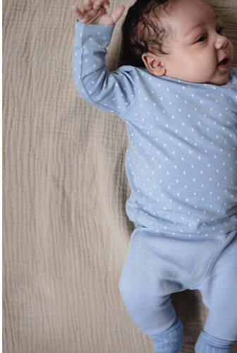 LEVV baby basic longsleeve LNELSONNOS met all over print zachtblauw wit Jongens Stretchkatoen Ronde hals 44 - Foto 3