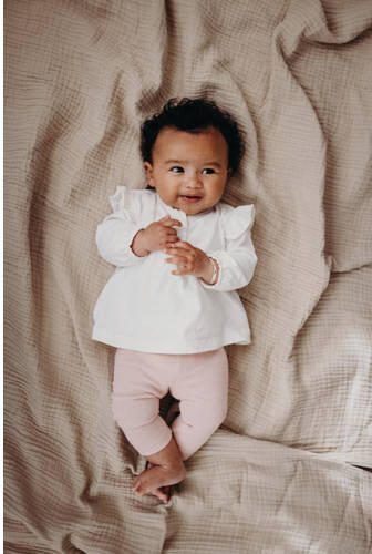 LEVV baby basic top LNORANOS met ruches offwhite Wit Meisjes Stretchkatoen Ronde hals 50 - Foto 2