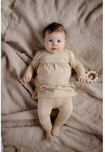 LEVV baby gebloemde regular fit broek LNURANOS van katoen geelgroen Bloemen 50 - Foto 2