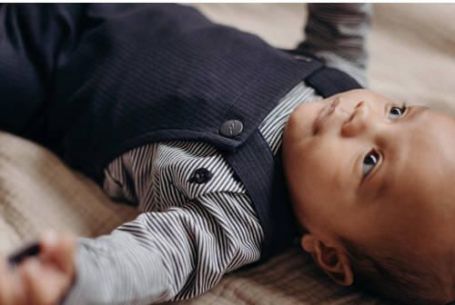 LEVV baby gestreepte basic longsleeve LNERONOS donkerblauw Jongens Katoen Ronde hals 44 - Foto 3