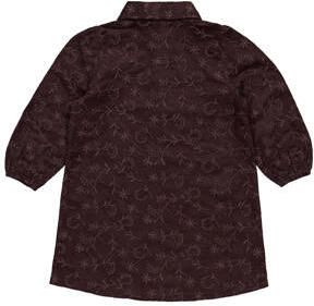 LEVV corduroy korte blousejurk met borduursels en print donkerbruin Meisjes Katoen Klassieke kraag - Foto 2