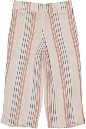 LEVV gestreepte regular fit broek MURIELL ecru blauw oranje Beige Meisjes Viscose 104 - Foto 3