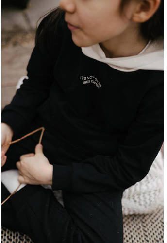 LEVV hoodie FONS met tekst zwart wit Sweater Tekst 140