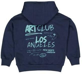 LEVV hoodie met backprint blauw Sweater Jongens Katoen Capuchon Backprint